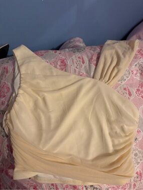 Women’s One-Shoulder Cream Dress Top